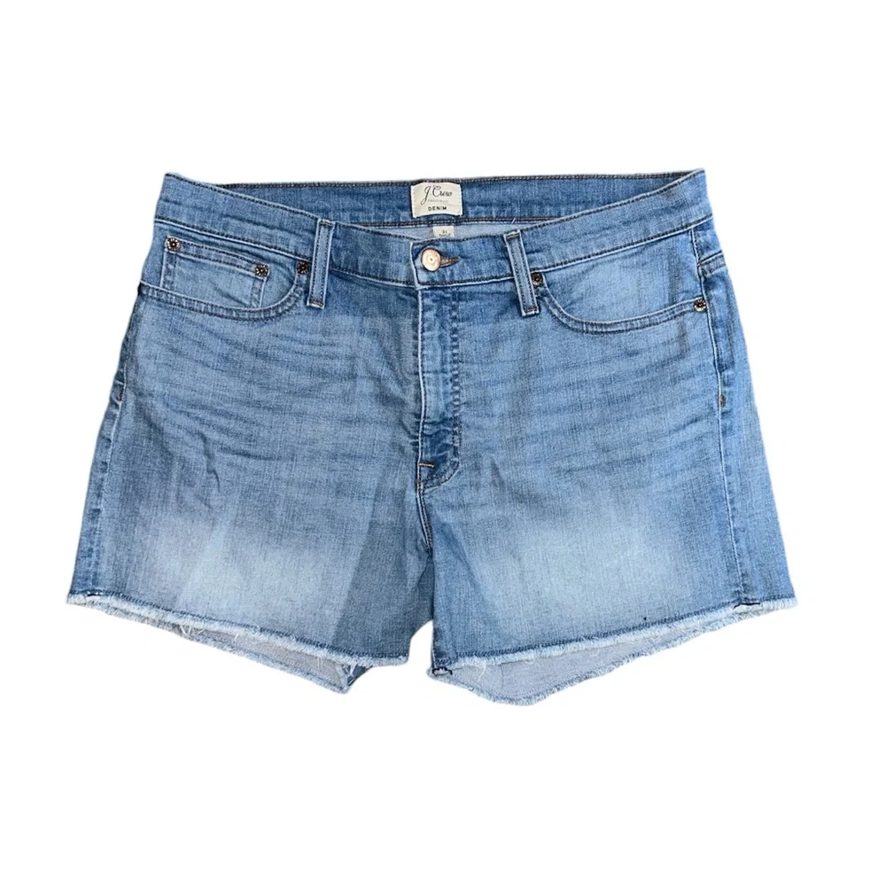 J Crew mid rise denim shorts in light wash H6202